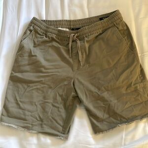 RVCA weekend chino shorts. Cut off look-came that way. 8” inseam 18” outseam